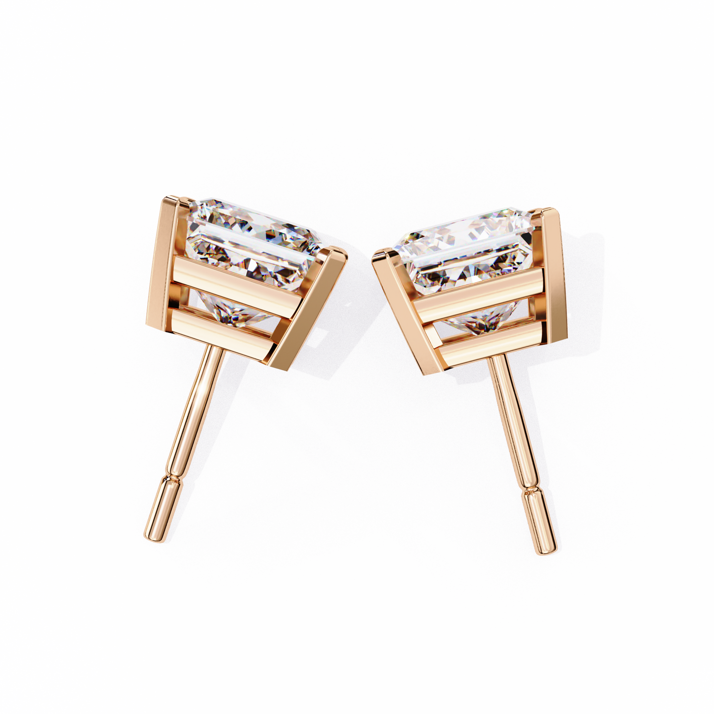 3.00 CT Princess Cut Diamond Stud Earrings