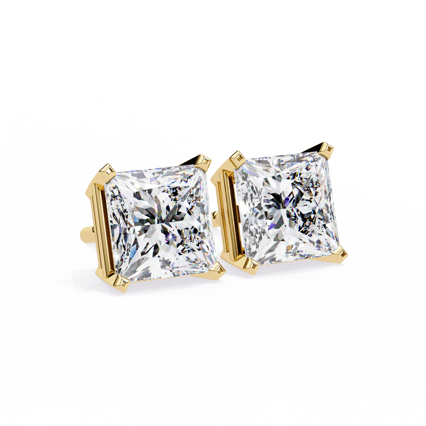 3.00 CT Princess Cut Diamond Stud Earrings