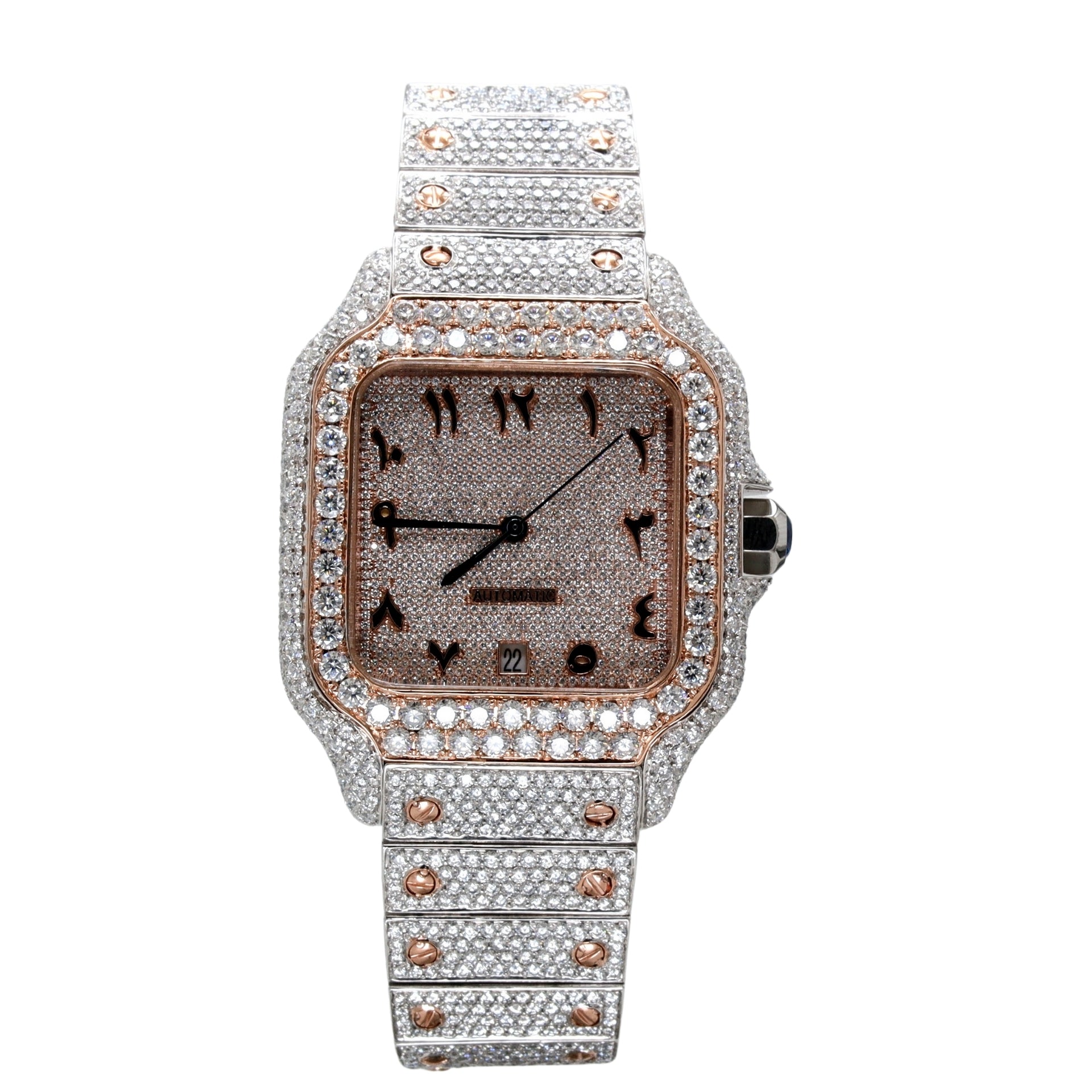 Square Two Tone Fully Diamond Studded Premium Watch - Ulight Jewels