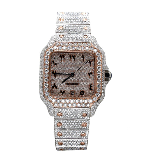 Square Two Tone Fully Diamond Studded Premium Watch - Ulight Jewels