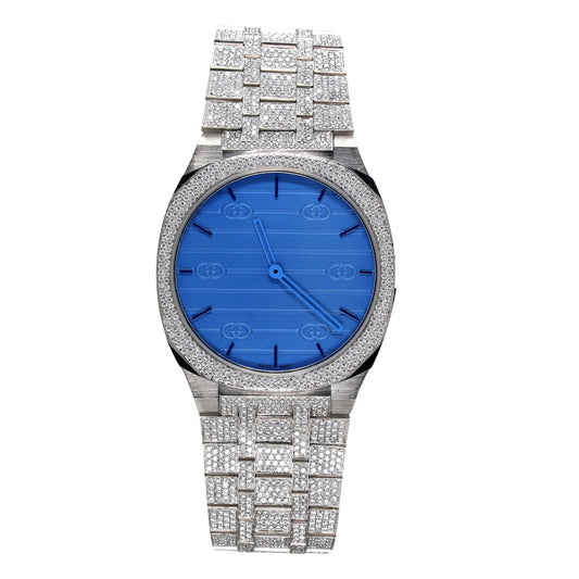 Sky Blue Dial 38mm Stainless Steel Luxury Diamond Watch - Ulight Jewels