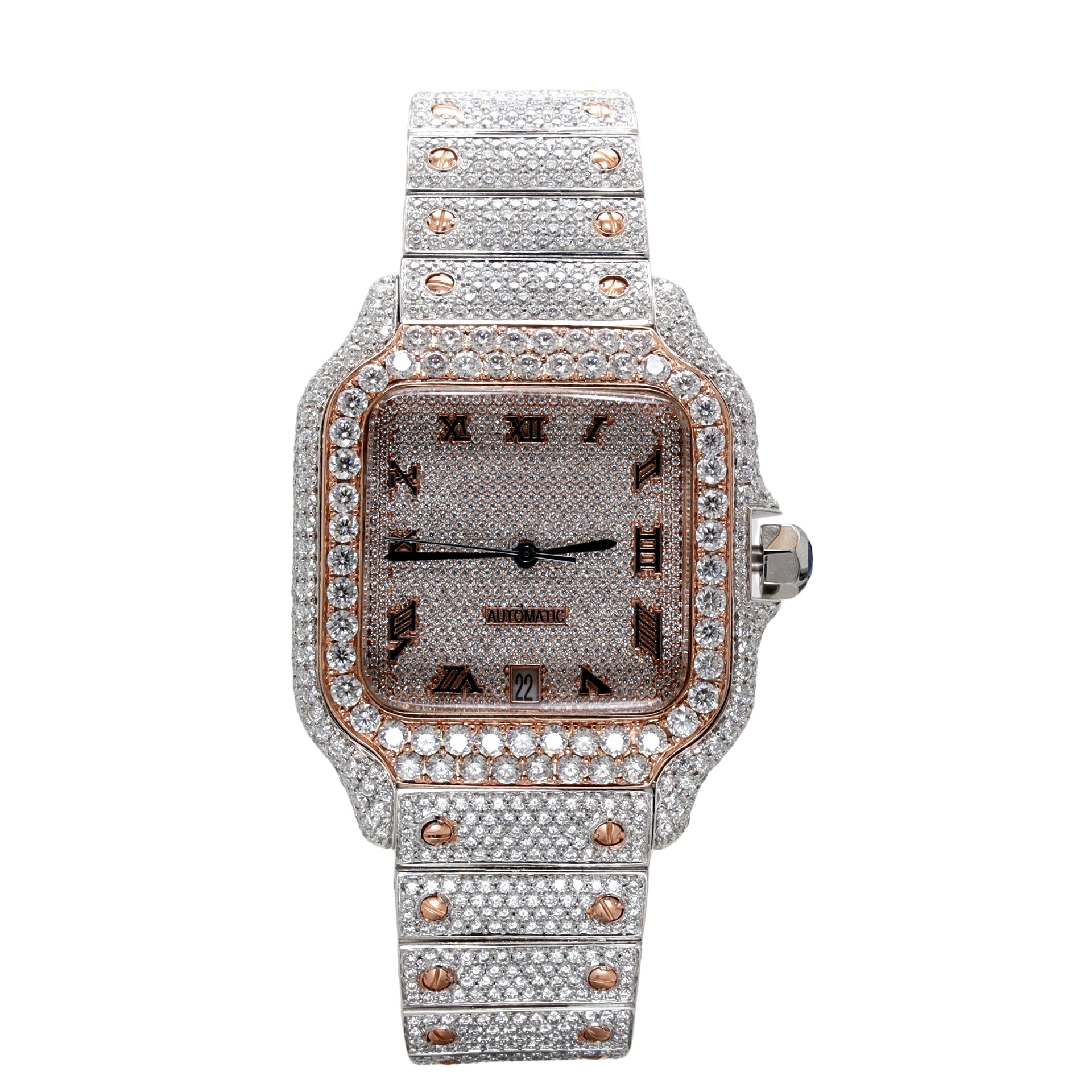 Luxurious Rose Gold Fully Diamond Studded Watch - Ulight Jewels