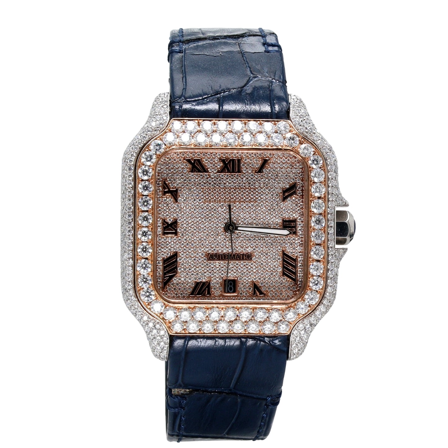 2 Tone Semi Diamond Studded Watch-Men - Ulight Jewels