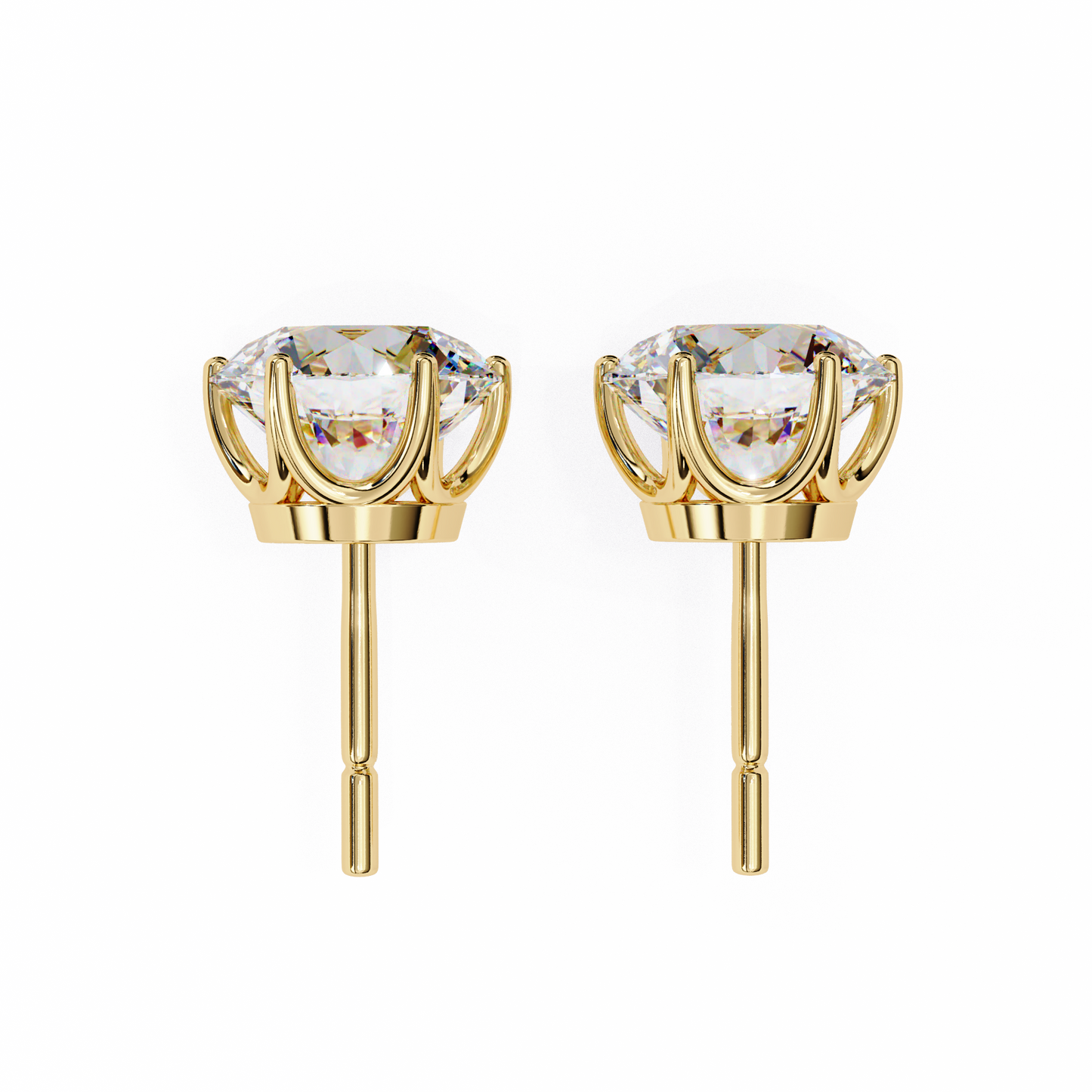 2.50 CT Round Cut Diamond 6 Prong Stud Earrings