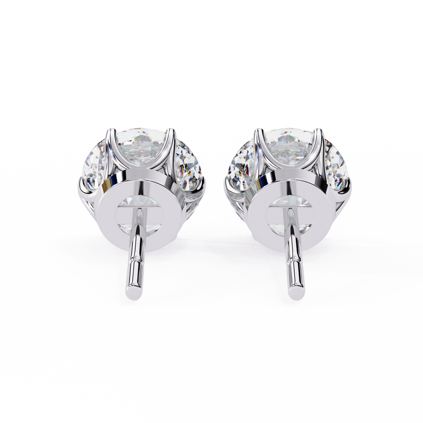 2.50 CT Round Cut Diamond 6 Prong Stud Earrings