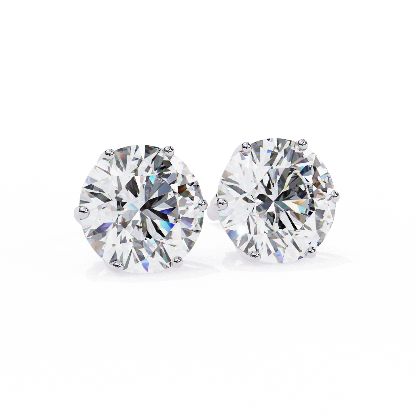 2.50 CT Round Cut Diamond 6 Prong Stud Earrings