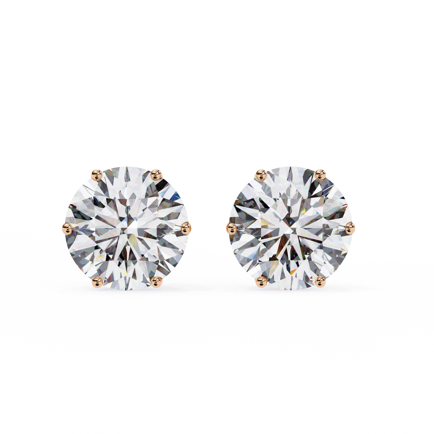 2.50 CT Round Cut Diamond 6 Prong Stud Earrings