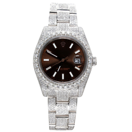 Morocco Brown Dial | Two Row | Oyster Band Diamond Watch - Ulight Jewels