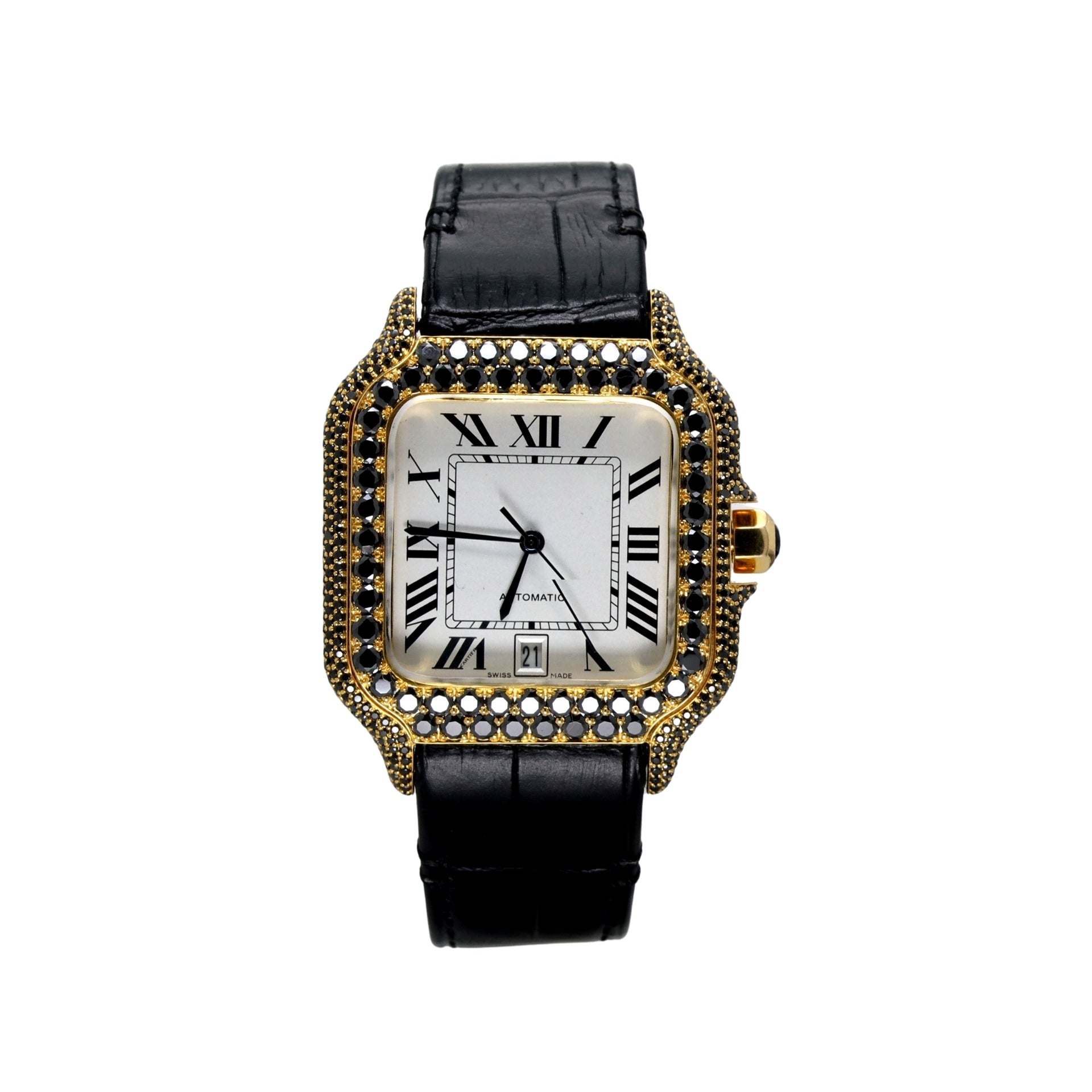 10K Gold Automatic Santos Diamond Watch - Ulight Jewels