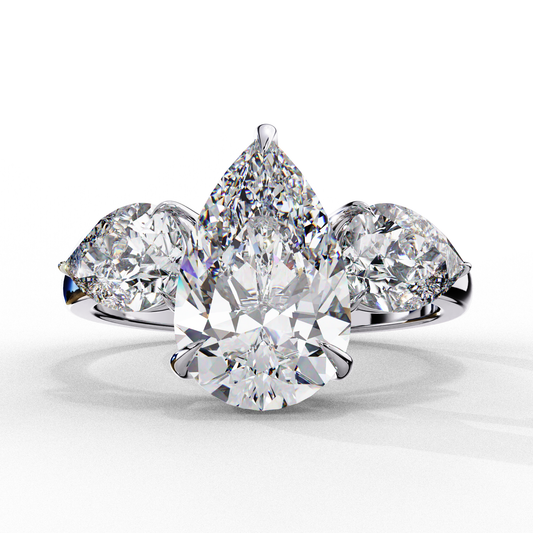 3 Stones PEAR Cut Diamond Engagement Ring - Ulight Jewels