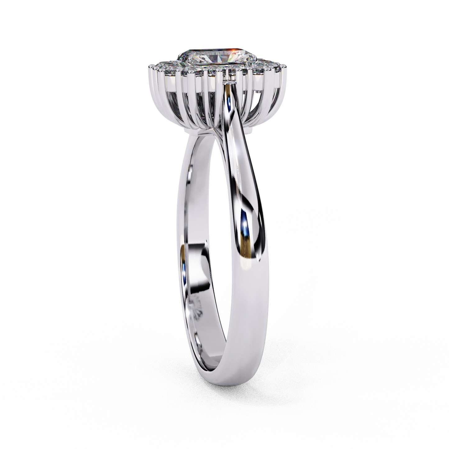 0.35 CT RADIANT  Cut Diamond Engagement Ring