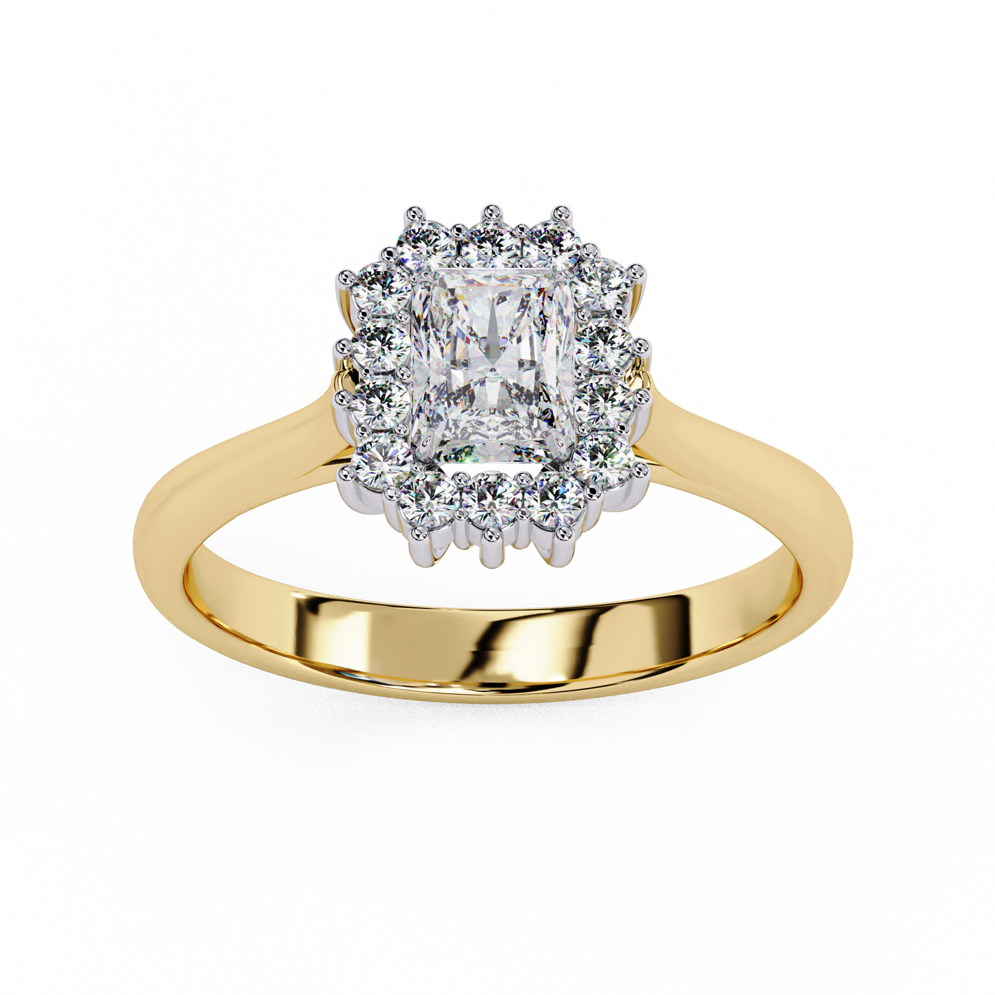 0.35 CT RADIANT  Cut Diamond Engagement Ring