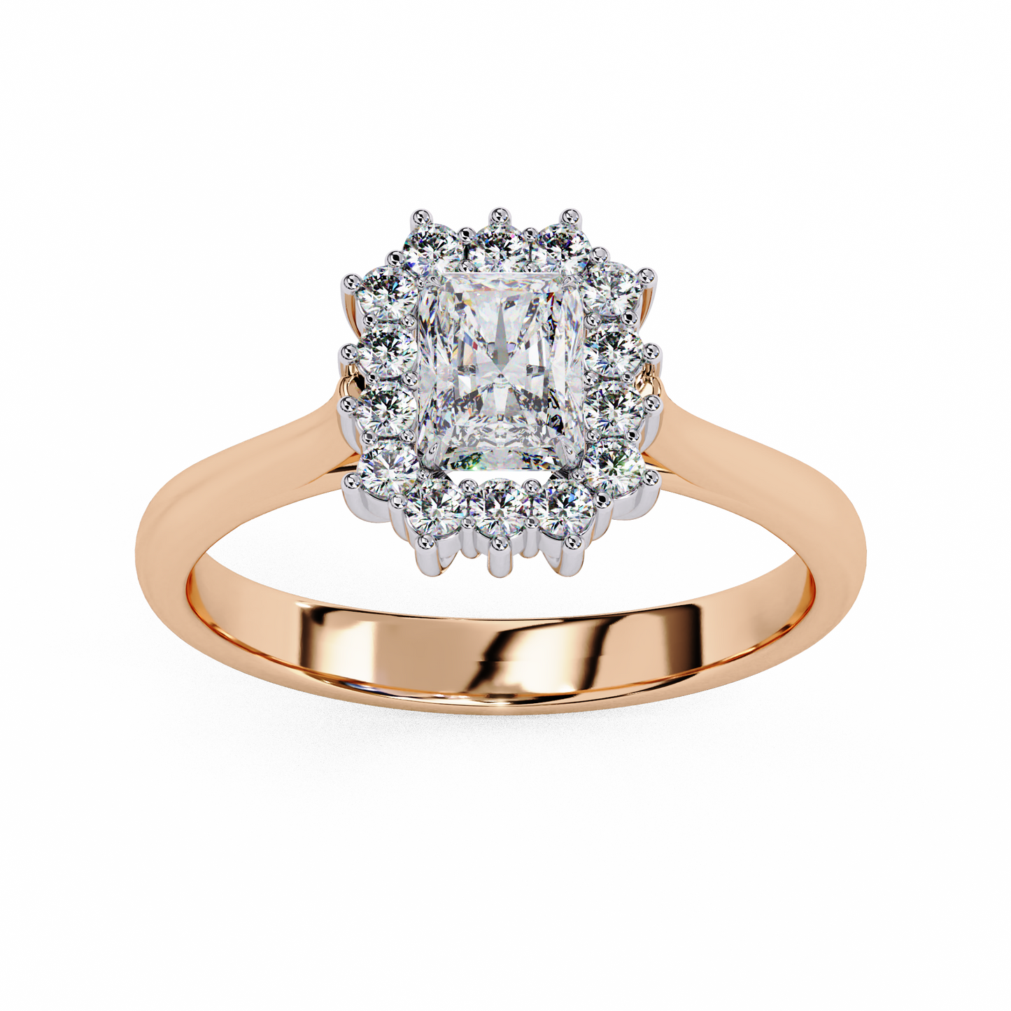 0.35 CT RADIANT  Cut Diamond Engagement Ring