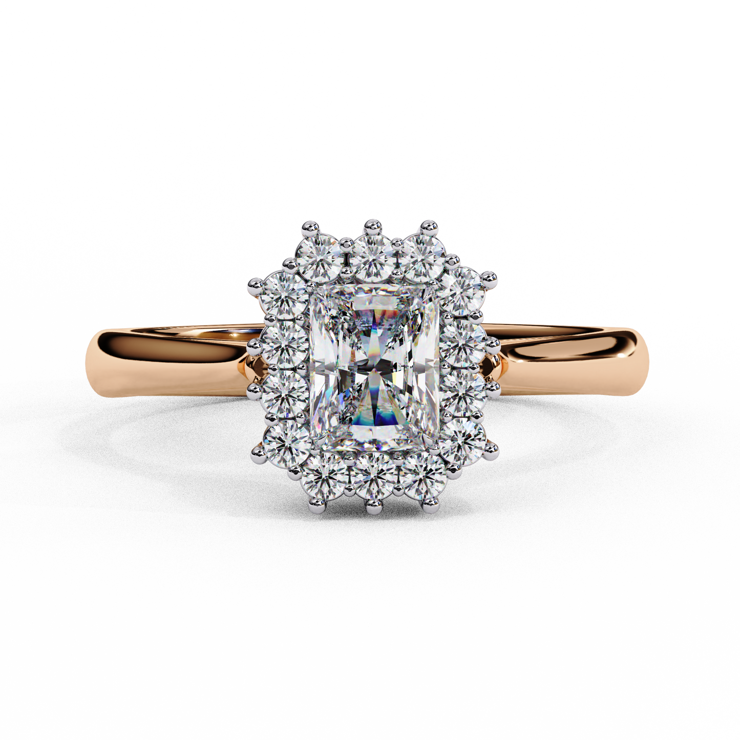 0.35 CT RADIANT  Cut Diamond Engagement Ring