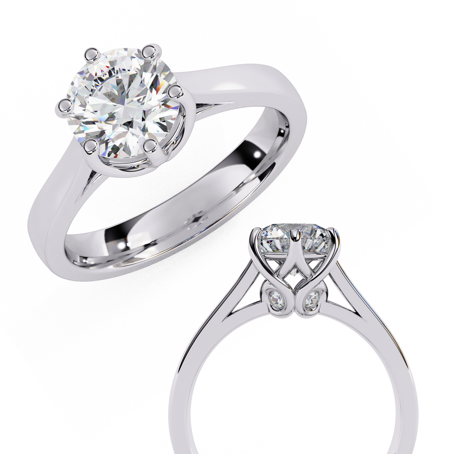 1.30 CT  Round  Cut Diamond Engagement Ring