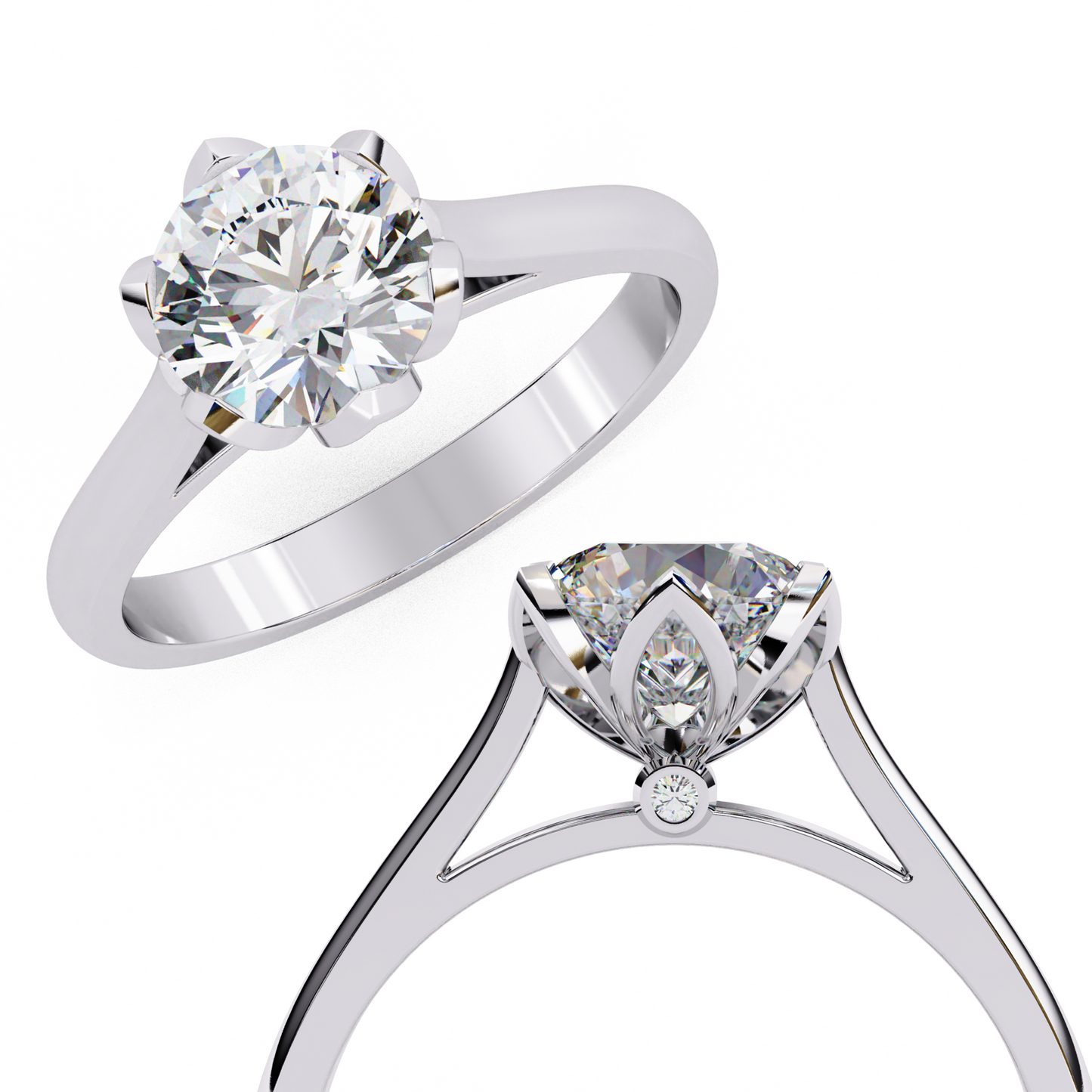 1.50 CT  Round  Cut Diamond Engagement Ring