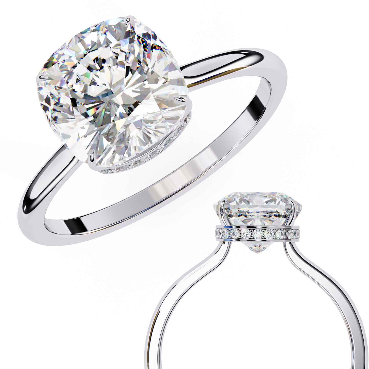 3.00 CT CUSHION Cut Diamond Engagement Ring