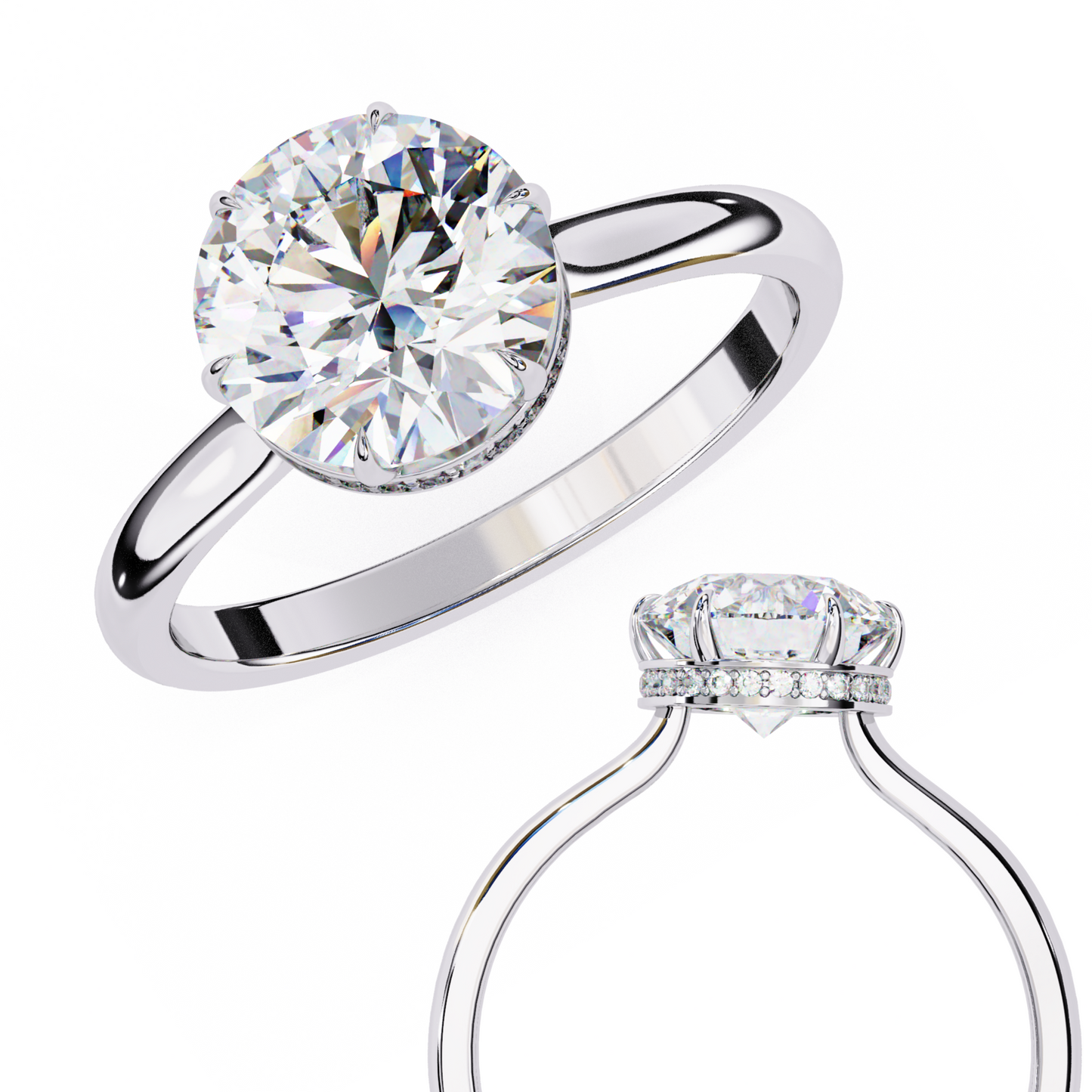 2.10 CT Round Cut Diamond Engagement Ring