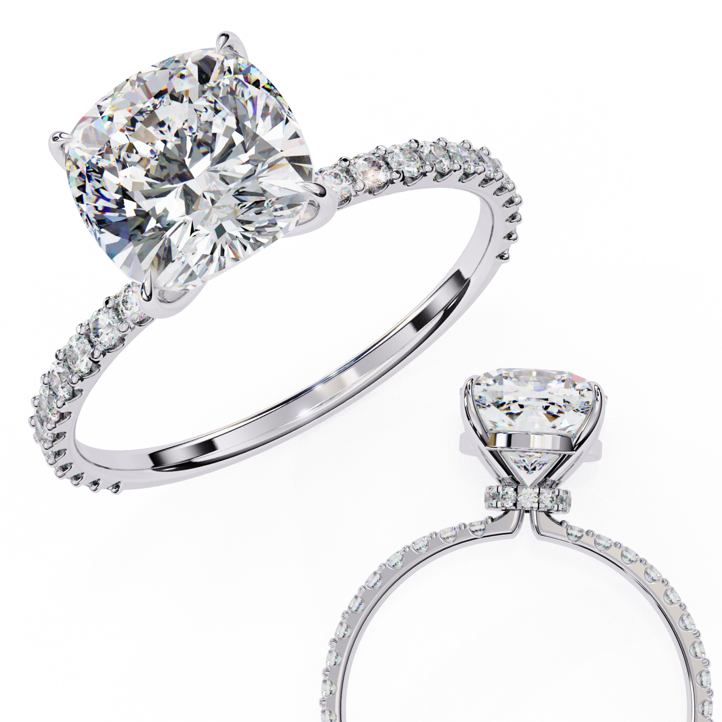 3.00 CT CUSHION Cut Diamond Engagement Ring