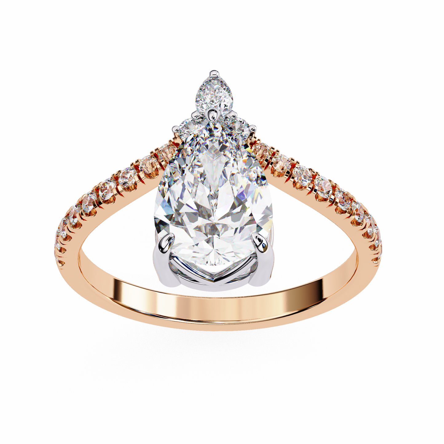 2.00  CT Pear  Cut Diamond Wedding Rings