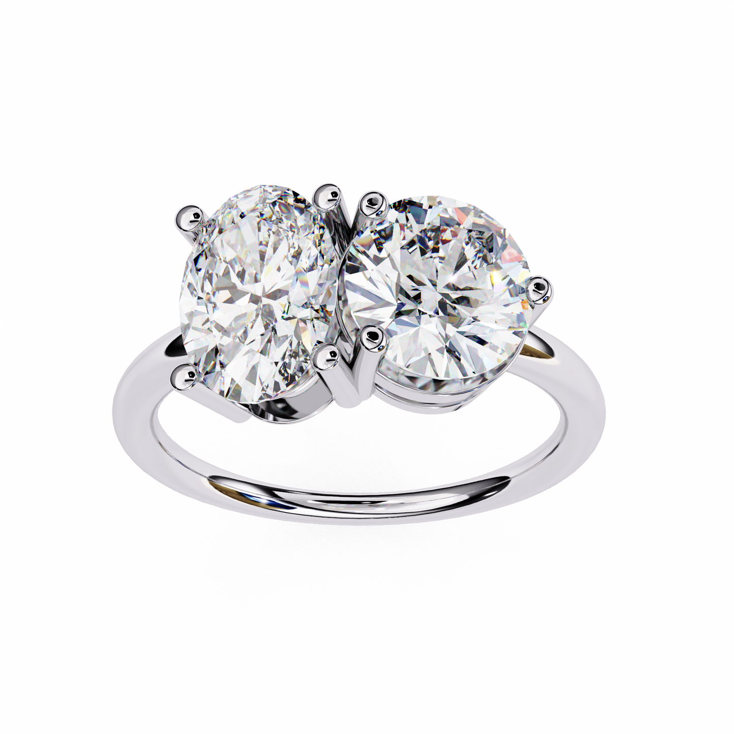 Oval & Round Cut Diamond Engagement Ring