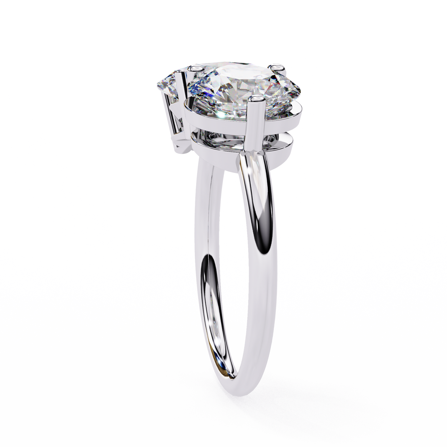 Oval & Round Cut Diamond Engagement Ring