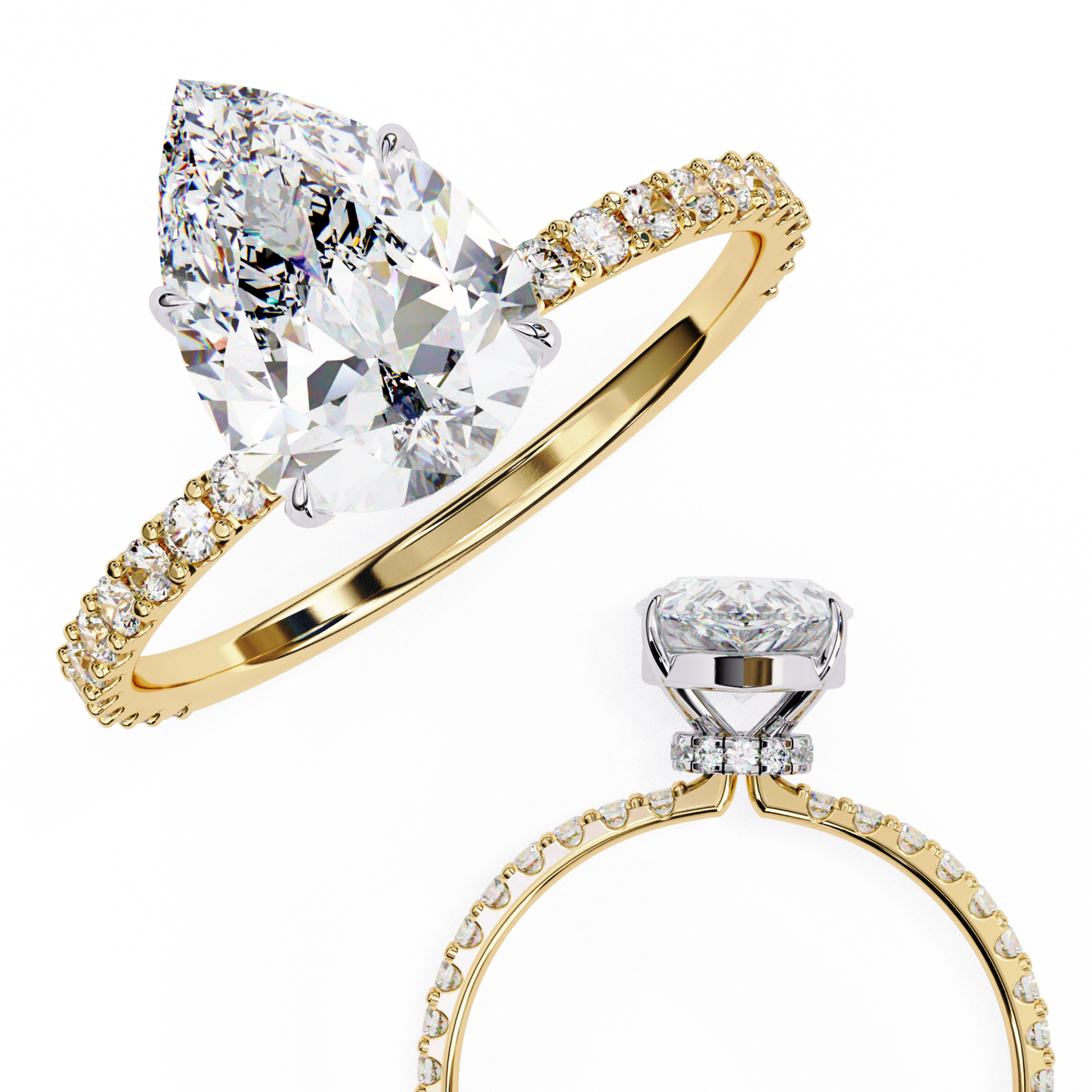 1.25  CT Pear Cut Diamond Wedding Rings