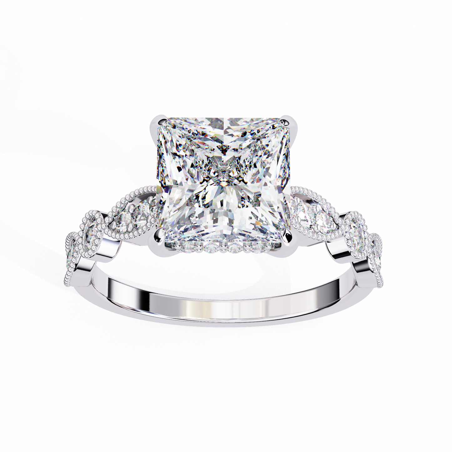 2.50 CT   Princess Cut Diamond Engagement Ring