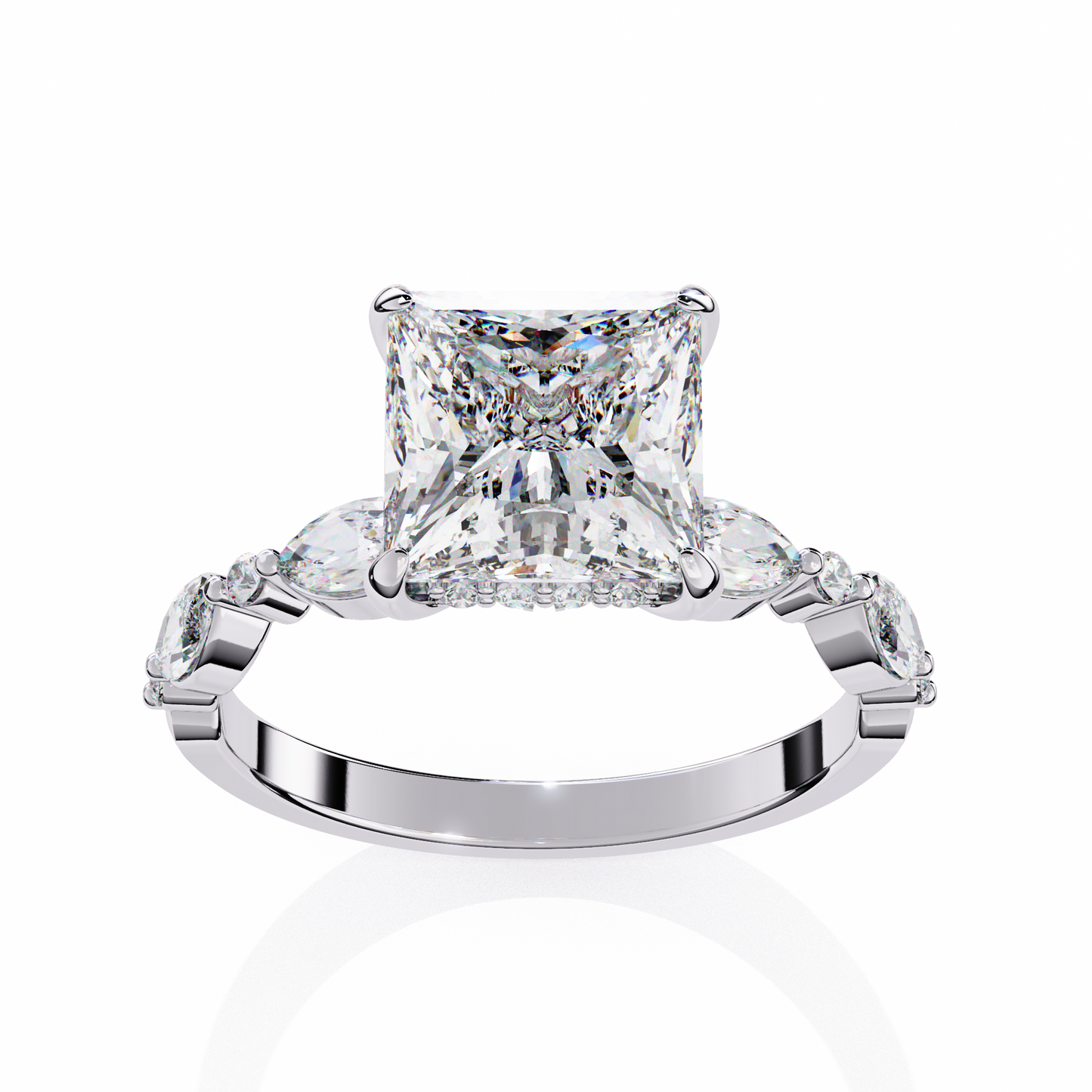 2.50 CT PRINCESS Cut Diamond Engagement Ring - Ulight Jewels