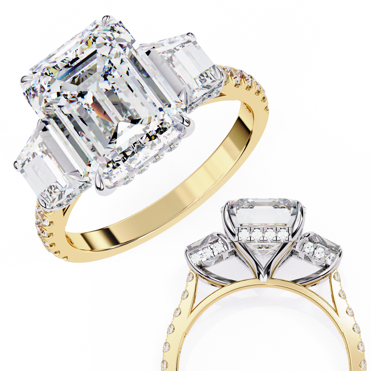 4.00 CT EMERALD Cut Diamond Engagement Ring