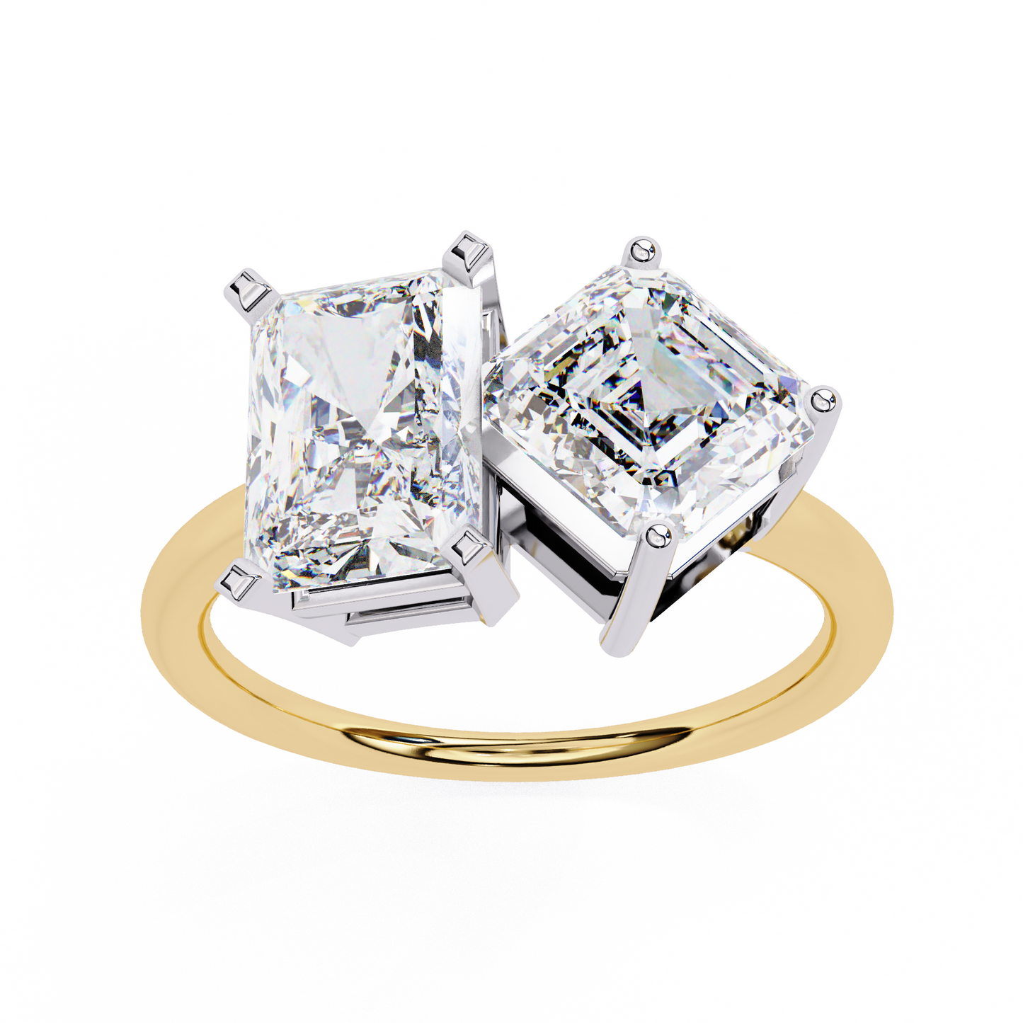 Radiant & Square Emerald Cut Diamond Wedding Rings