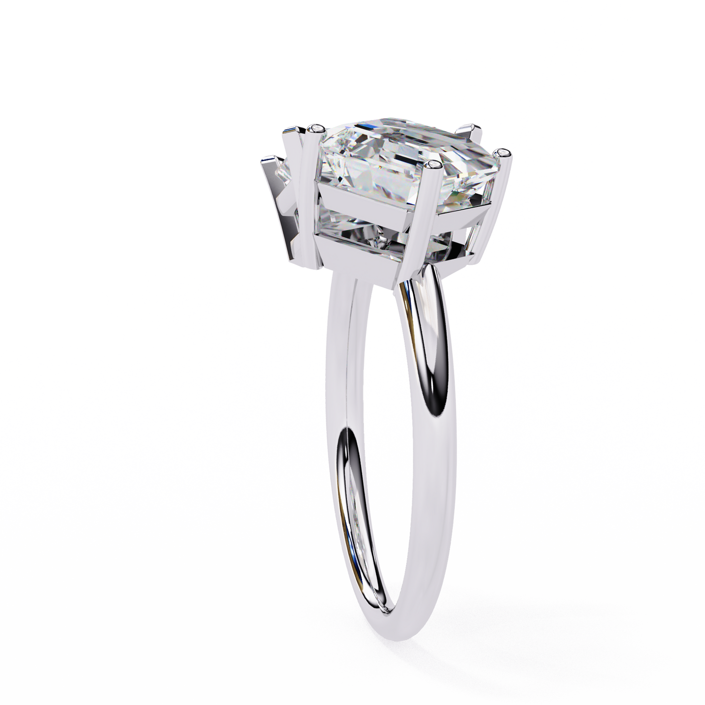 Radiant & Square Emerald Cut Diamond Wedding Rings