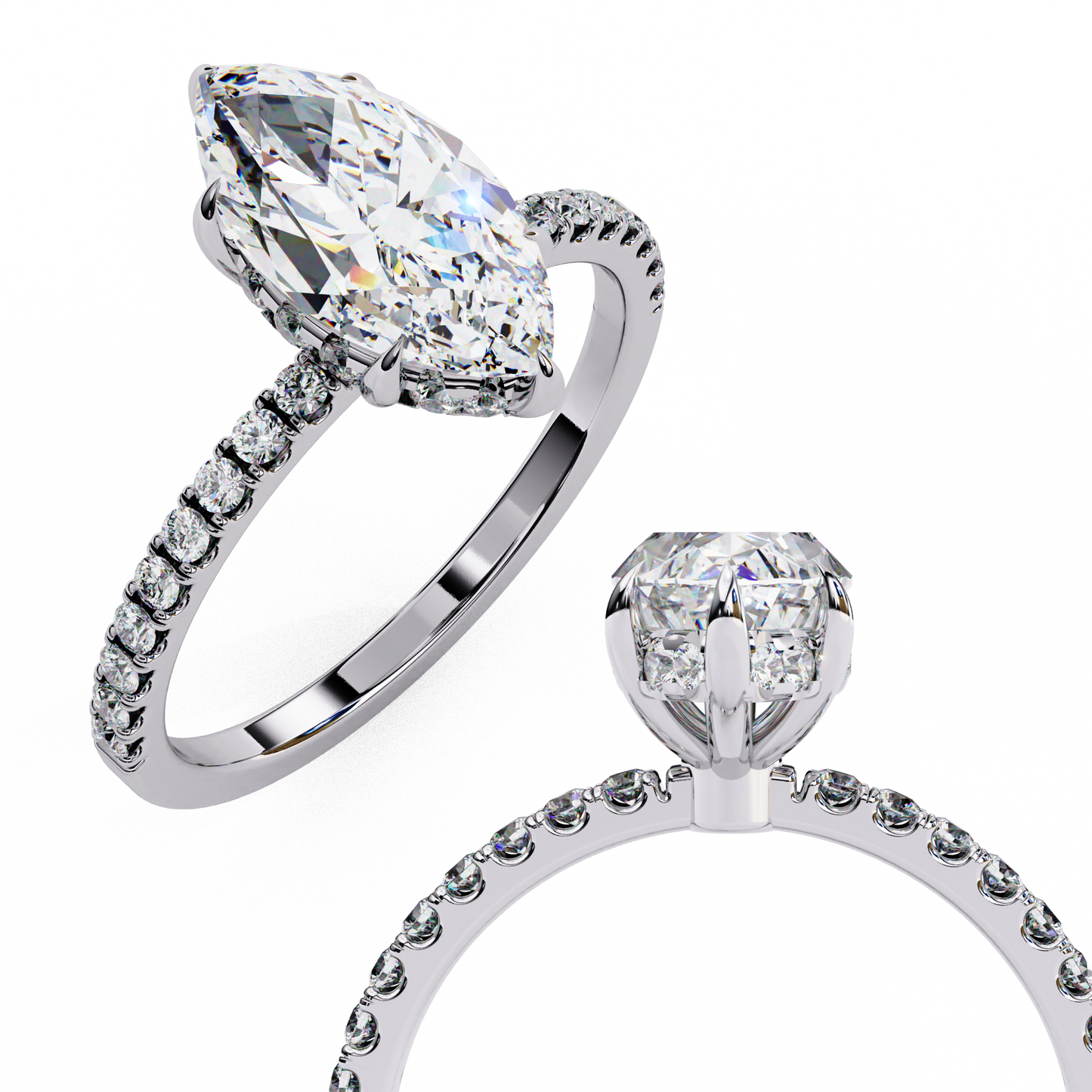 1.50  CT Marquise Cut Diamond Wedding Rings