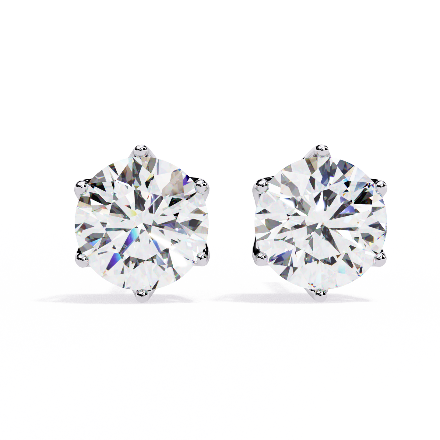 2.50 CT Round Cut Diamond 6 Prongs Stud Earrings