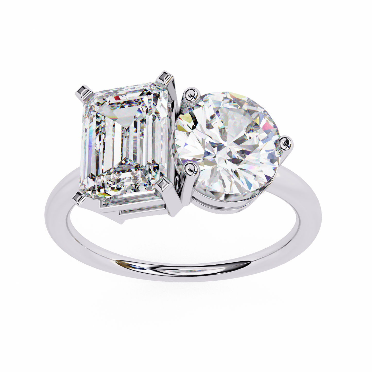 Radiant & Round Cut Diamond Wedding Ring - Ulight Jewels