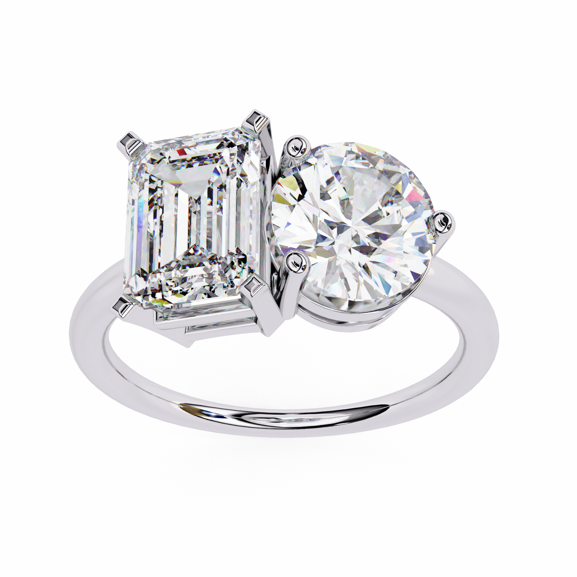 Radiant & Round Cut Diamond Wedding Ring - Ulight Jewels